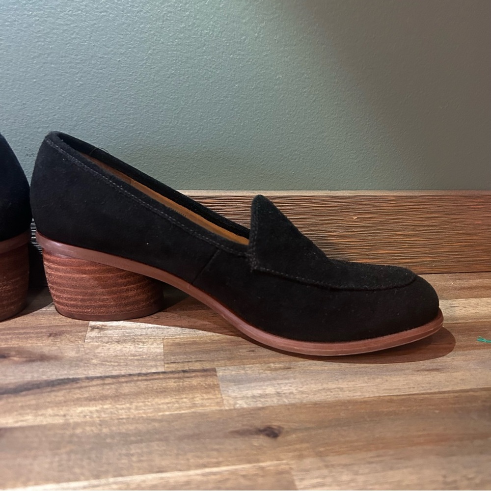 Sofft Black Suede Slip-On Loafers Block Heel Comfort Shoes Women’s 8.5 - Picture 7 of 10